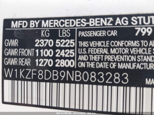 W1KZF8DB9NB083283 Mercedes-Benz E 350