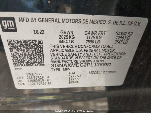 3GNAXMEG2PL136891 Chevrolet Equinox Fwd Rs