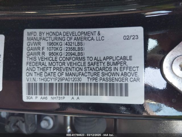 1HGCY1F29PA012030 Honda ACCORD LX