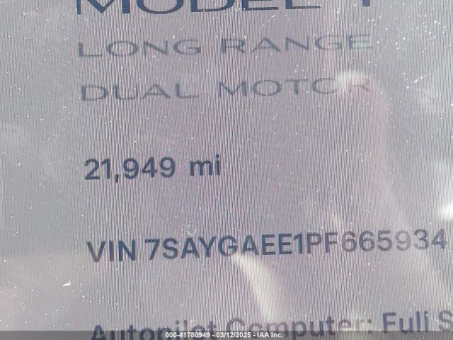 7SAYGAEE1PF665934 Tesla Model Y Awd/long Range Dual Motor All-wheel Drive