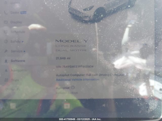 7SAYGAEE1PF665934 Tesla Model Y Awd/long Range Dual Motor All-wheel Drive