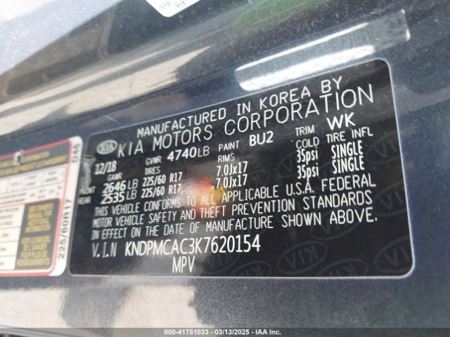 KNDPMCAC3K7620154 KIA Sportage Lx