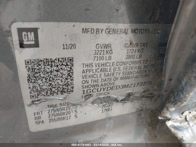 1GCUYDED3MZ173770 Chevrolet l84