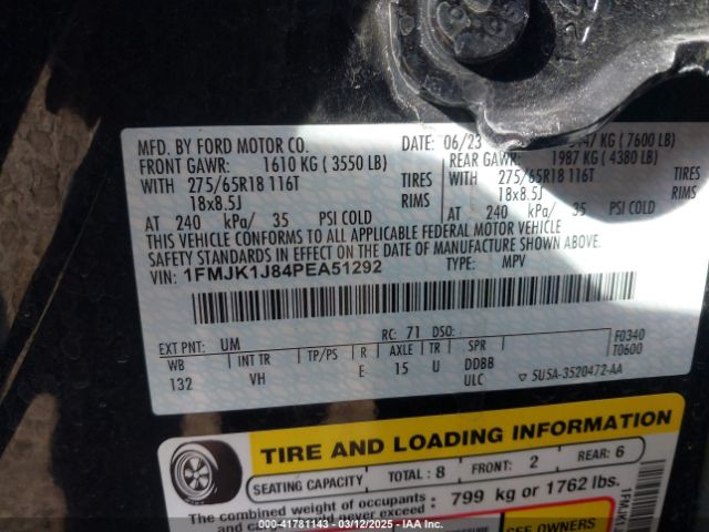 1FMJK1J84PEA51292 Ford Expedition Xlt Max