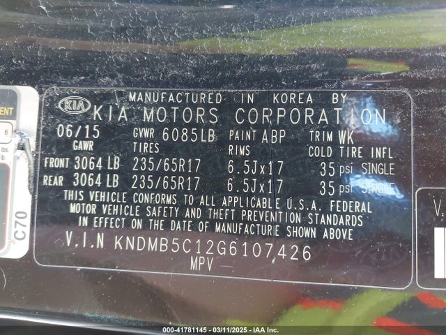 KIA SEDONA LX 2016 KNDMB5C12G6107426 Image 9