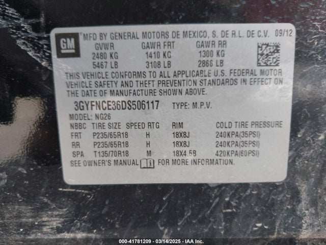 2013 CADILLAC SRX 3GYFNCE36DS506117 Photo 8