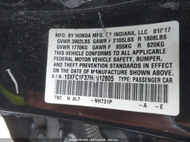 19XFC1F37HE012805 Honda Civic Ex-t