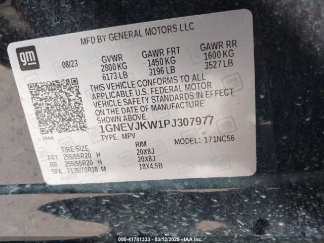 1GNEVJKW1PJ307977 Chevrolet Traverse Awd Rs