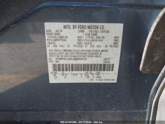 2FMPK3J90JBB94936 Ford EDGE SEL