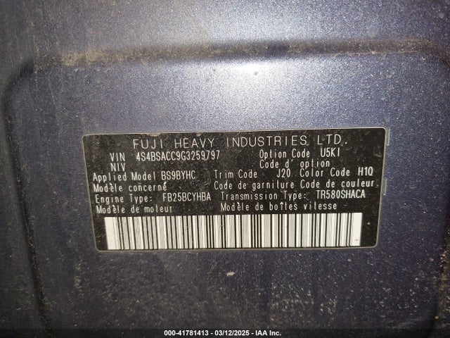 4S4BSACC9G3259797 Subaru Outback 2.5i Premium