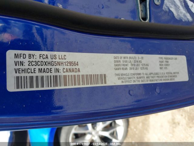 2C3CDXHG5NH129564 Dodge Charger Gt Rwd