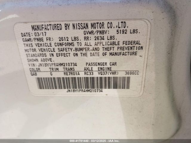 JN1BY1PR4HM210734 Infiniti Q70l 3.7x
