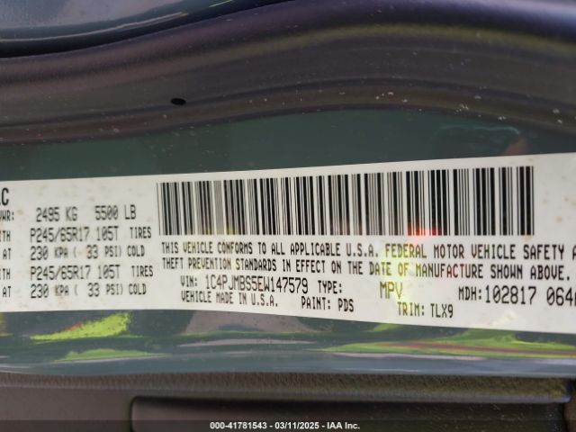 1C4PJMBS5EW147579 Jeep Cherokee Trailhawk