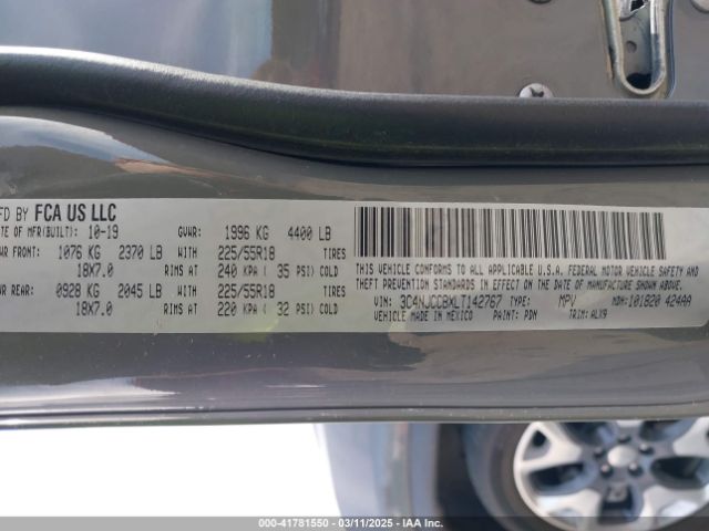 3C4NJCCBXLT142767 Jeep Compass Limited Fwd