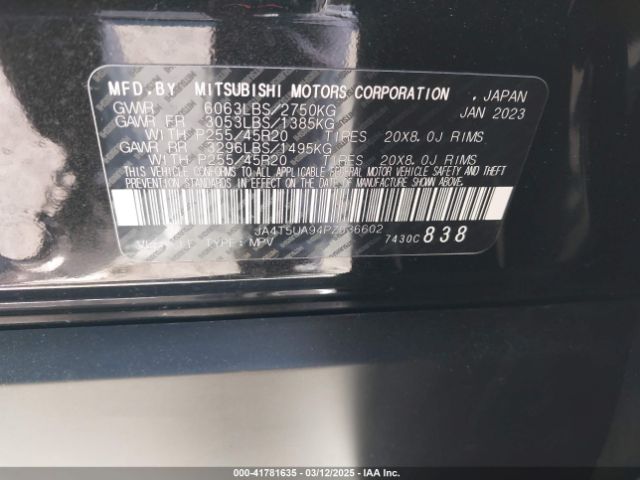 JA4T5UA94PZ036602 Mitsubishi Outlander Phev Se S-awc