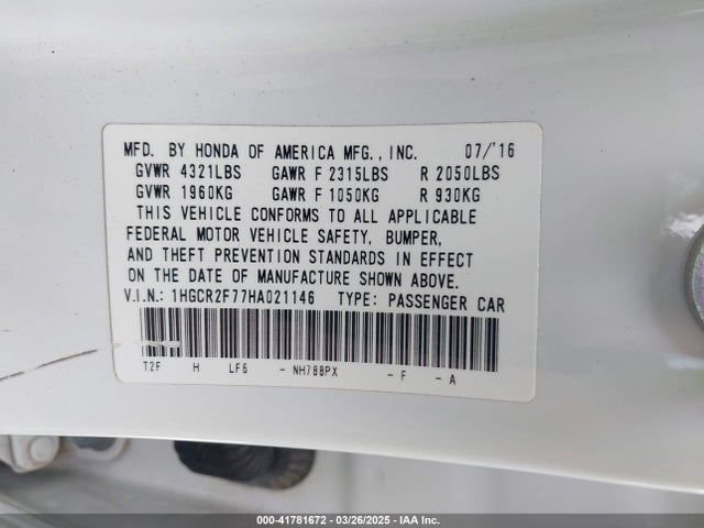 1HGCR2F77HA021146 Honda ACCORD EX