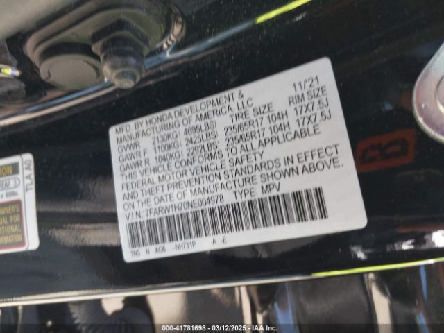 7FARW1H70NE004978 Honda Cr-v 2wd Special Edition