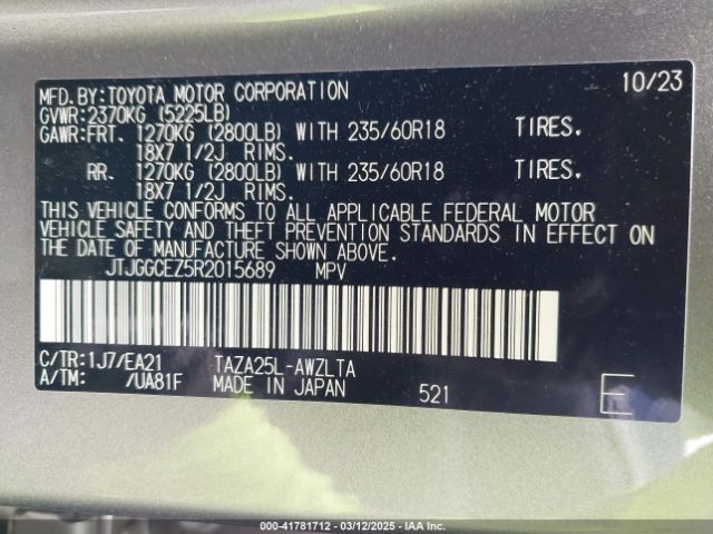 JTJGGCEZ5R2015689 Lexus Nx 350 Premium