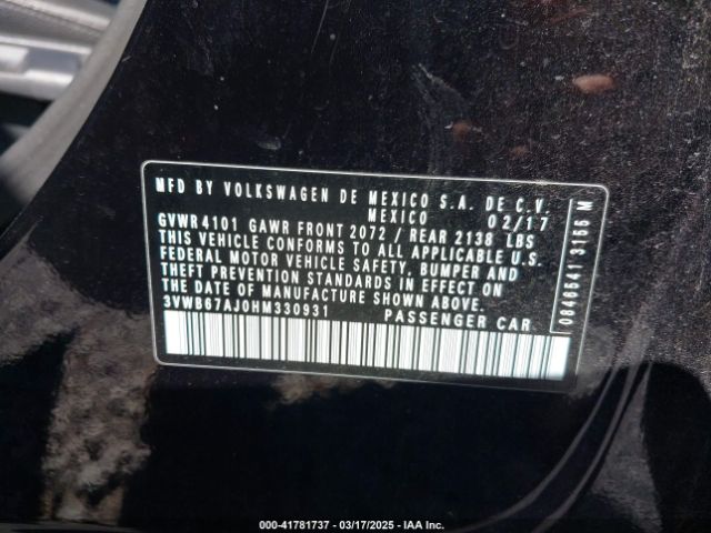 3VWB67AJ0HM330931 Volkswagen Jetta 1.4t Se