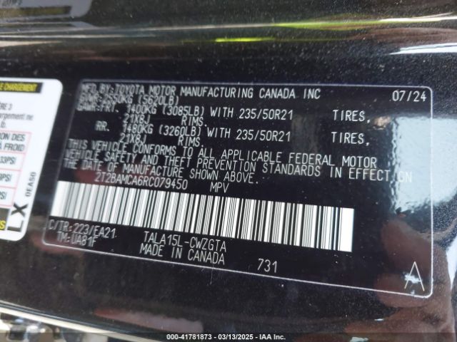 2T2BAMCA6RC079450 Lexus Rx 350 Premium