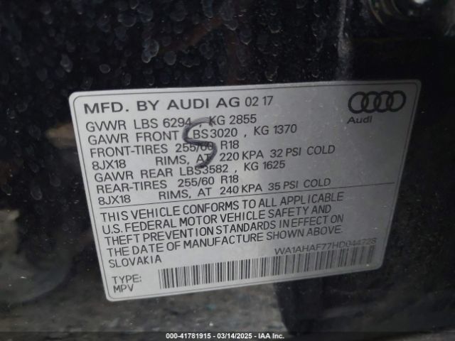 WA1AHAF77HD044728 Audi Q7 2.0t Premium