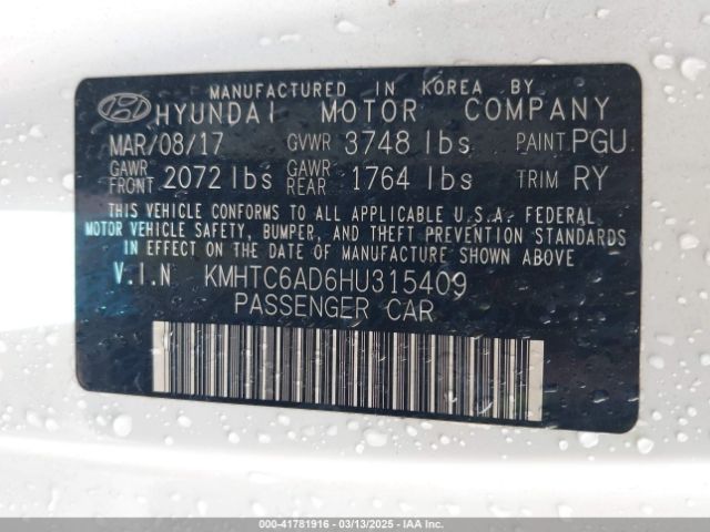 KMHTC6AD6HU315409 Hyundai Veloster Value Edition