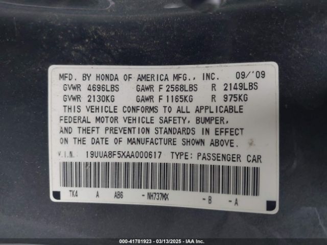 2010 ACURA TL 19UUA8F5XAA000617 Photo 8