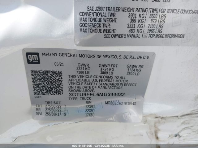 3GTU9FEL6MG344432 GMC Sierra 1500 4wd  Short Box Denali