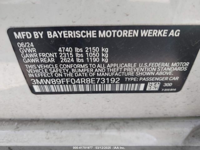 3MW89FF04R8E73192 BMW 3 Series 330i Xdrive