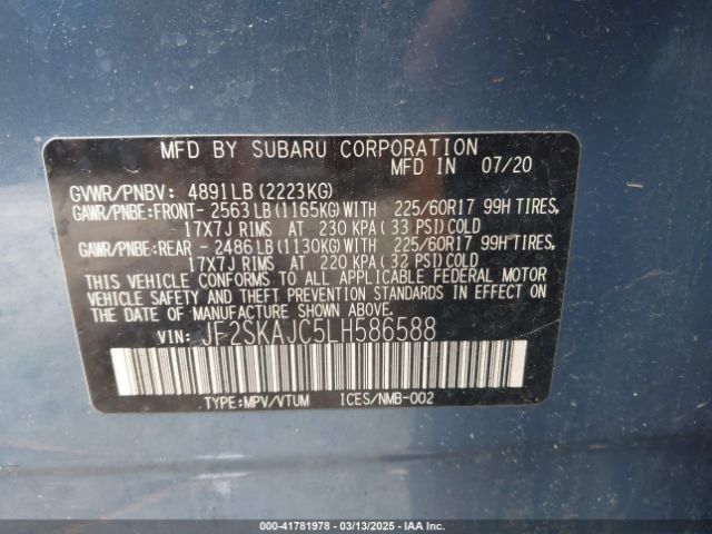 JF2SKAJC5LH586588 Subaru Forester Premium