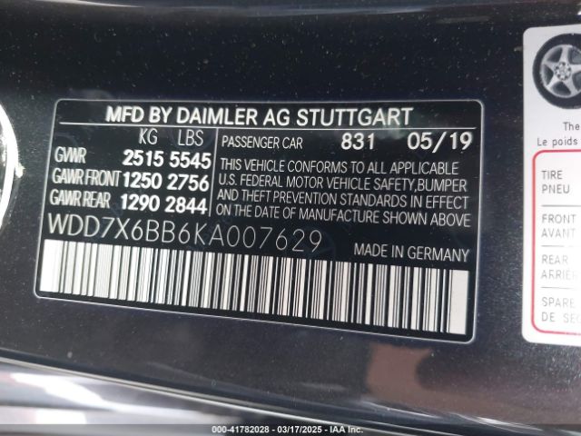 WDD7X6BB6KA007629 Mercedes-Benz Amg Gt 53 4-door Coupe