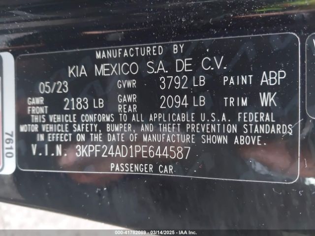 3KPF24AD1PE644587 KIA Forte Lxs