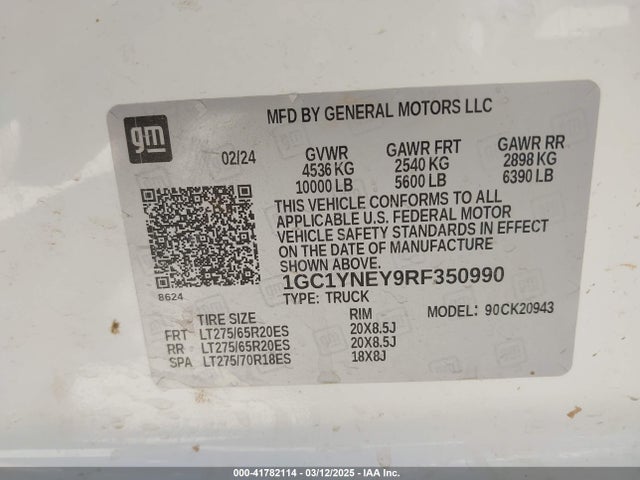 1GC1YNEY9RF350990 Chevrolet Silverado 2500hd 4wd  Long Bed Lt