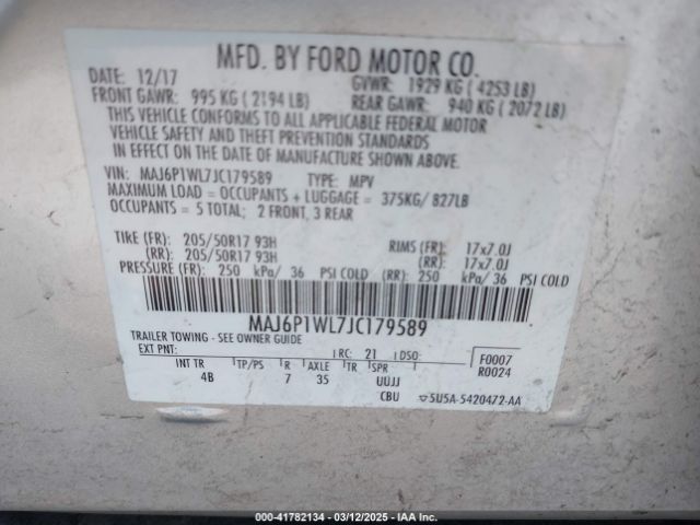 MAJ6P1WL7JC179589 Ford Ecosport Titanium