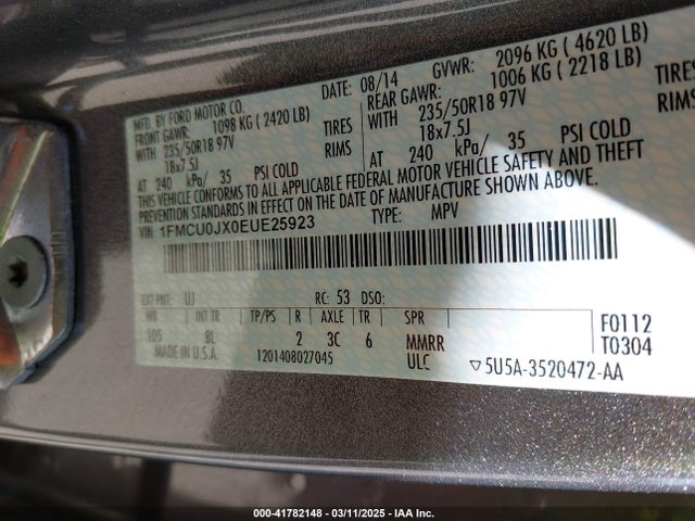 Ford Escape Titanium 2014 1FMCU0JX0EUE25923 Image 9