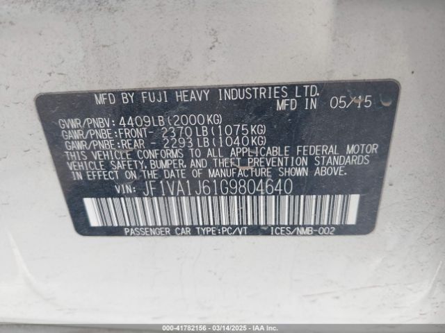 JF1VA1J61G9804640 Subaru Wrx Limited