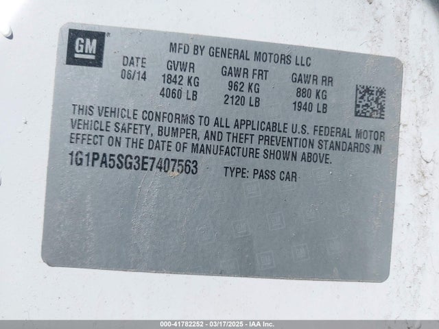 1G1PA5SG3E7407563 Chevrolet Cruze Ls Auto