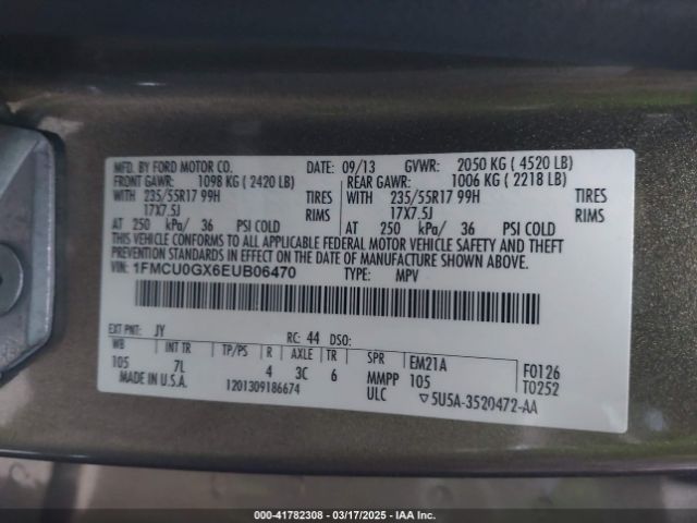 1FMCU0GX6EUB06470 Ford ESCAPE SE
