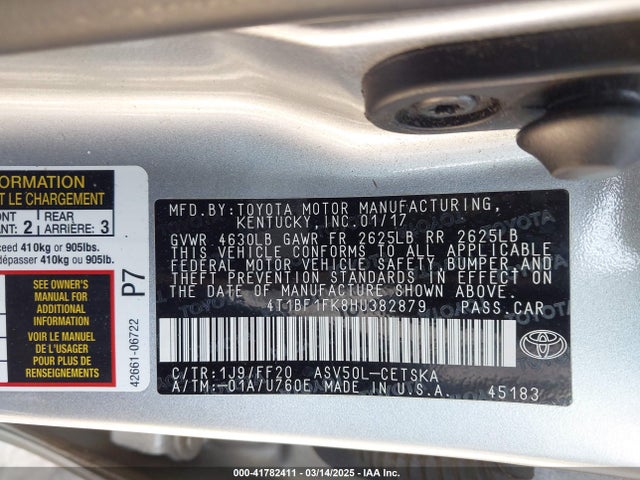 4T1BF1FK8HU382879 Toyota CAMRY SE