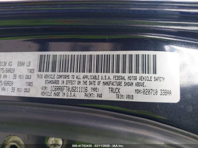 1C6RR6FT0JS211116 RAM 1500 Express  4x2 6'4 Box