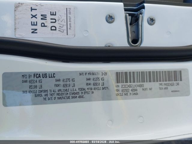 2C3CDXBG1LH144603 Dodge Charger Sxt Rwd