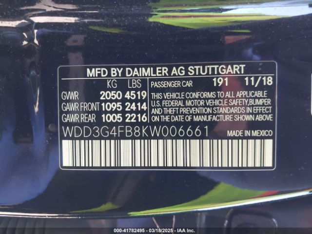 WDD3G4FB8KW006661 Mercedes-Benz A 220 4matic