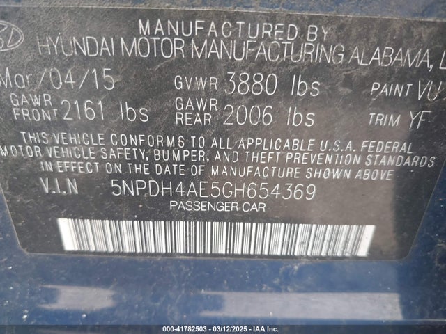 Hyundai ELANTRA SE 2016 5NPDH4AE5GH654369 Image 9