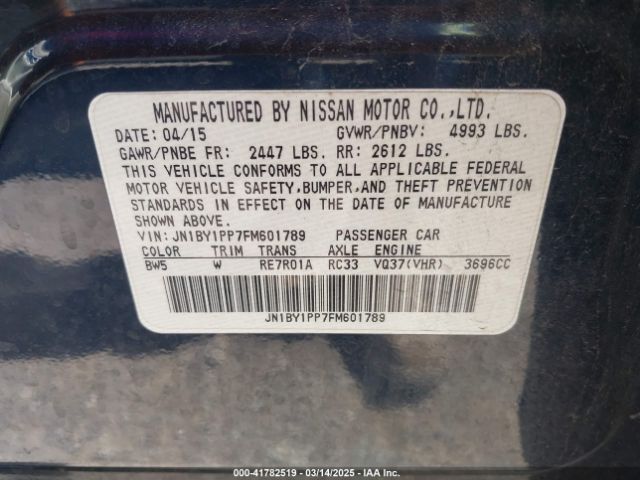 JN1BY1PP7FM601789 Infiniti Q70l 3.7