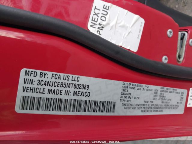 3C4NJCEB5MT602089 Jeep Compass 80th Anniversary Fwd