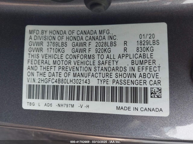 2HGFC4B80LH302143 Honda Civic Sport