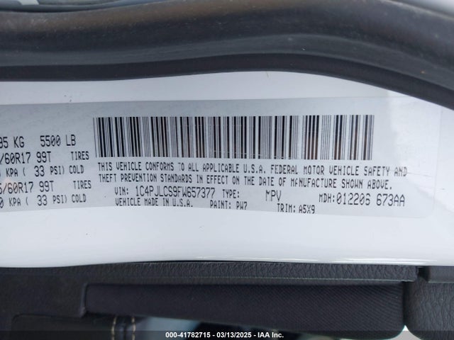1C4PJLCS9FW657377 Jeep Cherokee Latitude