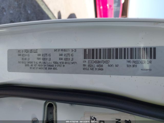 2C3CDXBG8KH724557 Dodge Charger Sxt Rwd