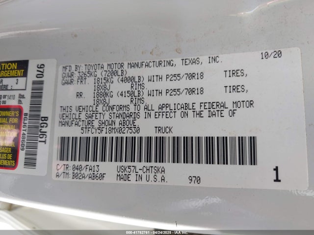 Toyota Tundra Sr 2021 5TFCY5F18MX027530 Image 9