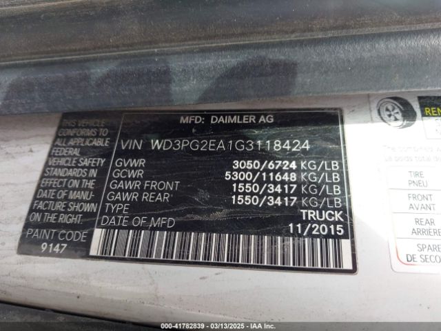 WD3PG2EA1G3118424 Mercedes-Benz Metris